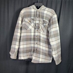 Wrangler Authentics Mens Plaid Flannel Lined Hooded Shirt Jacket Size S/P